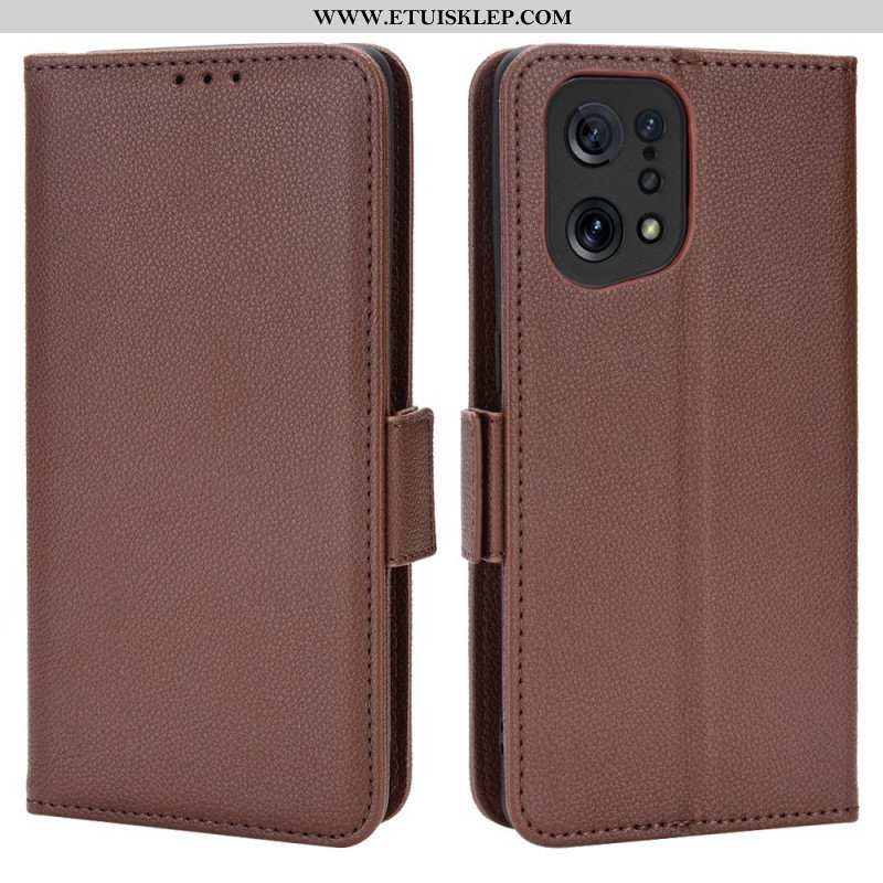 Skórzany Futerał do Oppo Find X5 Etui Folio Flap Double Nowe Kolory